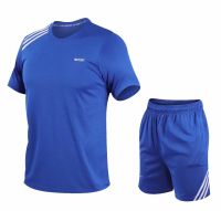 Men Running Sets short sleeves Shirts sport pants tracksuit Sports soccer Pants Soccer fitness workout Gym Jogging sport suit