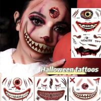 Halloween Realistic Scary Big Mouth Face Tattoos Sticker Make up Stickers Face Tattoo for Halloween Cosplay Decoration