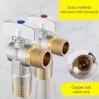 2 Pcs Hot/Cold Water Shut Off Valve Brass 1/2 Turn Angle Stop Valve Push to Connect Brass Plumbing Fitting Dropshipping Valves