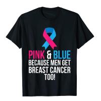 Pink And Blue Men Breast Cancer Awareness Shirt Tshirt Printed T Shirt Popular Cotton Men Tees Comfortable