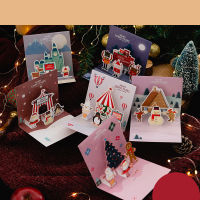 (Sunshine everyday)การ์ดอวยพรคริสต์มาส3D พร้อมซองจดหมาย Pop UP Santa Snowman Friends Family Xmas Gifts Wishes Postcard