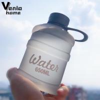 650Ml Cute Water Bottle Mini Bucket Plastic Bottle Outdoor Sport Drinking Water Bottles Portable Large Capacity Cup Gym Hiking