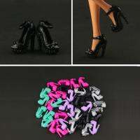 Sepatu untuk Barbie ส้นสูงสีดำใหม่10คู่/ล็อตตุ๊กตาที่มีคุณภาพสูงบูตตุ๊กตาเจ้าหญิงมี5สีให้เลือก