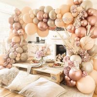 112Pcs Blush Balloons Garland Kit Doubled Cream Peach Ivory Nude Brown Rose Gold Balloons Arch Wedding Birthday Party Decor