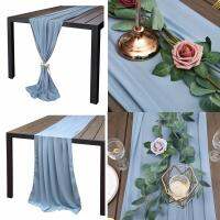 [HOT ZEXKLIOALQAQ 529] 70X300ซม. Table Runner หรูหราผ้าชีฟองนุ่มงานแต่งงาน Runner ผ้าปูโต๊ะงานแต่งงานจัดเลี้ยงตกแต่งบ้าน Sash ตกแต่ง