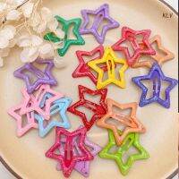 【hot】™✹  Color Star Hair for Kids 2PCS Non-Slip Epoxy Hairpins Barrettes Children Headdress