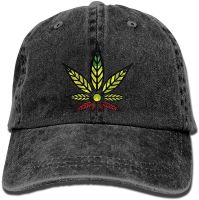 bowlife Rasta Stoner Leaves Unisex Denim Baseball Cap Adjustable Snapback Hats