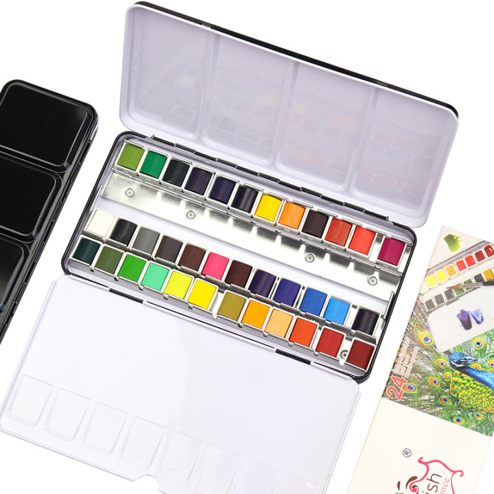 modish-24-36-colors-portable-travel-italian-solid-pigment-watercolor-paints-set-with-water-color-brush-pen-for-painting-supplies