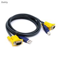 Dolity [Caquks] Sissi KVM สวิทช์สาย VGA USB 2.0 S Plitter กล่องอะแดปเตอร์ร่วมกันตรวจสอบแป้นพิมพ์เมาส์