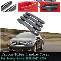 ✌℡ Car exterior Accessories Chrome Carbon Fiber Door Handle Cover Stickers for Toyota Venza AV10 10 2008 2009 2010 2011 2012 2017