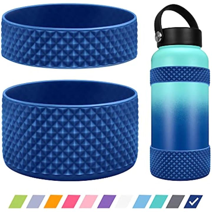 2pcs Silicone Boot Sport Water Bottles Flask Anti-slip Bottom Sleeve Cover,  Reduces Noise Protective Silicone Water Bottle Bottom Sleeve Cover