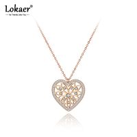 Lokaer Original Design Stainless Steel Love Heart Charm Choker Necklaces For Women Fashion CZ Crystal Pendant Necklace N20245