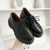 New Embroider Japanned Leather Shoes Woman Lace Up Round Toe Derby Shoes Big Toe British Creepers Brogure Flats for Women