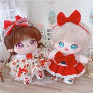 20CM Doll Clothes Christmas Outfit Red Dress Plush Toys Accessories AOA