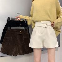 All-match Corduroy Shorts Women Autumn Outer Wear High Waist Loose Straight Pants