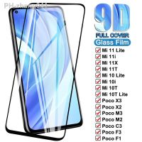 9D Tempered Glass For Xiaomi Mi 10 10T 11 Lite 11X 11T Pro 10i 11i Protective Glass Poco X3 X2 M3 M2 F3 C3 F3 F1 Screen Film