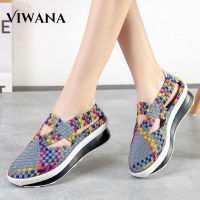VIWANA Wedge Shoes For Women Plus Size 41 Handmade Woven Shoes Korean Style Platform Sneakers Loafers Women Shoes Sale