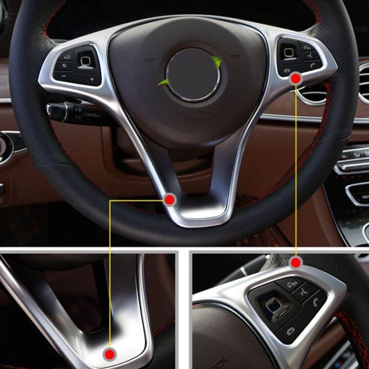 npuh-for-mercedes-benz-e-c-glc-gla-class-2014-2017-silver-steering-wheel-panel-trim-cover-sticker-switch-button-decor