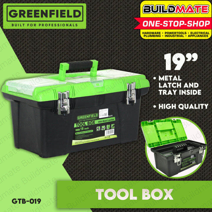 BUILDMATE Greenfield Tool Box Organizer 19" Inch Toolbox with Metal ...