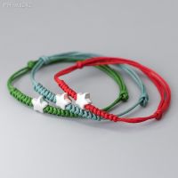 24cm Lucky 925 Silver Rope Bracelets Women Silver Frosted Star Red Thread Line String Bracelets For Women Girl