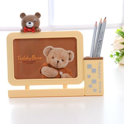 【CW】 6 inch children  39;s picture frame tabletop decoration with pen container Children cartoon girl gift