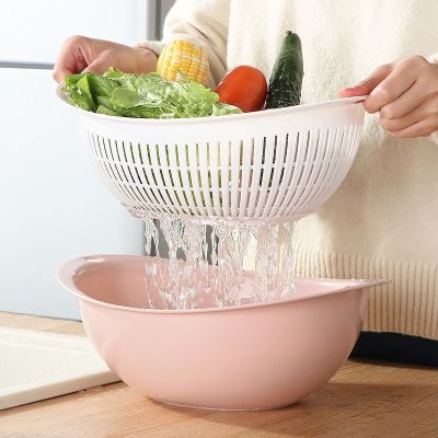[COD] kitchen drain basket multi-functional plastic size with filter mesh washbasin double-layer vegetable and fruit washbasket