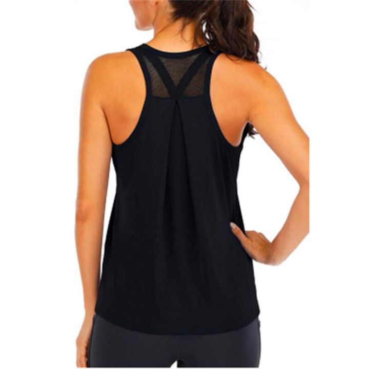 2022 Hot Women Yoga Tank Tops Sexy Mesh Back Fitness Yoga Shirts