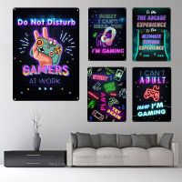 Neon Sign Funny Gamer ป้ายโลหะ Vintage ป้ายดีบุก-เหมาะสำหรับบ้าน,บ้าน,คลับ,ห้องเกม,Man Cave Wall Decor - Retro Art ภาพวาด