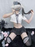 Muyaos Fun Lingerie Sexy Perspective Student Shirt Bow Tie Uniform Temptation British Short Skirt Set HY0D