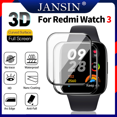 Jansin ฟิล์ม สำหรับ Redmi Watch 3 เคสกันรอยหน้าจอ ฟิล์มกันรอย 3D สำหรับ Redmi Watch 3 สมาร์ทวอทช์ รัดข้อมือสายฟิล์ม