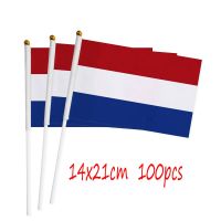 ZXZ Netherlands hand Flag 100pcs 14*21cm Polyester Double Side Printing Netherlands NL Hand waving Flag with plastic flagpole