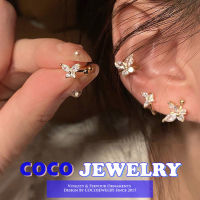 COCOJEWELRY ที่ละเอียดอ่อนเพชรฝังผีเสื้อหูคลิปโดยไม่ต้องหูหลุม