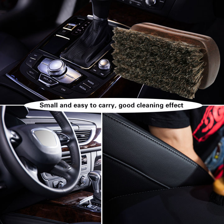ทำความสะอาดหนังสิ่งทอแปรงขนม้าขนแปรงสำหรับกระเป๋ารองเท้าภายในรถ