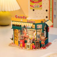 Store Warranty Rolife DIY Mini Dollhouse Model Kits DIY Dollhouse Rainbow Candy House Kids Miniature Fantasy Doll House Wooden Kit Toy DG158