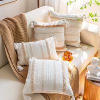 [Free ship] Cotton yarn hand-woven ins living room cushion bedside bay window pillowcase removable and washable