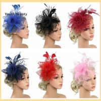 YOUTH BEAUTY อุปกรณ์ตกแต่งผม Fascinators ผม งานแต่งงาน ดอกไม้ตาข่าย กิ๊บติดผมขนนก ที่คาดผม ALICE ที่คาดผมงานเลี้ยงน้ำชา หมวก fascinator