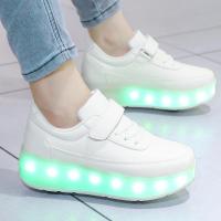 Heelys รองเท้าส้นสูงสี่ล้อสำหรับผู้ใหญ่และเด็ก, รองเท้าเรืองแสง LED แบบชาร์จไฟได้, รองเท้าล้อสำหรับกีฬากลางแจ้ง, ขนาด38-42