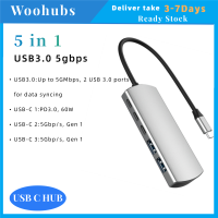 [COD]Woohubs ยี่ห้อฮับชนิด C ที่มี4K ตัวแยก HDMI USB 3.0พอร์ต5Gbps 4K การส่ง Hdmi 5-IN-1 (USB3.0X2 + ข้อมูล USB-C X 2 + ค่า USB-C) ฮับพอร์ตหลายพอร์ต USB ช่องเสียบ Type C 3.0 Type-C เป็น HDMI