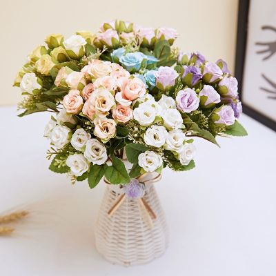 ◊▨₪ 10 Bouquets Silk Rose 28cm Artificial Flowers Mini RoseDIY Wedding Bouquets Centerpieces Bridal Shower Party Home Decorations