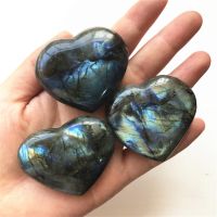 Crystal Labradorite Palm Stone Healing Quartz Gemstone Worry Stone Heart Shape Couple Holiday Gift Heart-shaped Crystal Stone L5