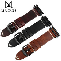 MAIKES สายนาฬิกาหนังแท้สำหรับ Watch Bands 44มม. 40มม. 42มม. 38มม. 49มม. Series SE 8 7 6 5 4 3 2 สร้อยข้อมือ