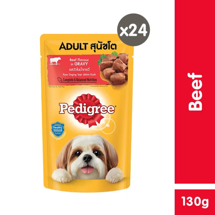 PEDIGREE Dog Food Pouch Wet Food for Dogs in Beef Flavor in Gravy (24
