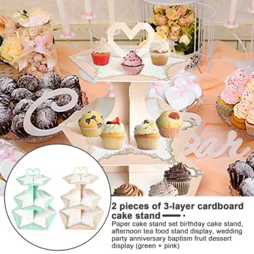 3 Tier Cardboard Cake Stand Snack Pastry Dessert Tower Fruit Food Display Stand  Cupcake Cake Holder Rack Birthday Party Supplies - AliExpress