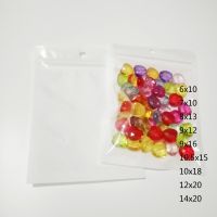 50pcs Zipper Plastic Bag Gift Reusable Ziplock Bag For Clothes Half Clear Transparent Plastic Bags With Hanging Hole Pearl Bags Food Storage Dispenser