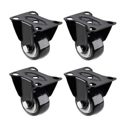 4Pcs 1.6 Inch Dia Heavy Duty 200KG Black Polyurethane Fixed Castor Wheels Trolley Furniture Caster Furniture Protectors Replacement Parts Furniture Pr