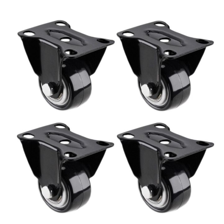 4pcs-1-6-inch-dia-heavy-duty-200kg-black-polyurethane-fixed-castor-wheels-trolley-furniture-caster-furniture-protectors-replacement-parts-furniture-pr