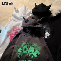 MOLAN เสื้อสเวตเตอร์สไตล์ป๊อปแบบสวมหัว,เสื้อมีฮู้ดใหม่เสื้อมีฮู้ดแนวสตรีทหลวมแฟชั่นของผู้หญิงพิมพ์ลายตัวอักษร