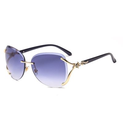 New Gradient Frameless Sunglasses Female Round Big Face Star Style Sunglasses Contracted Grace Of Her Face