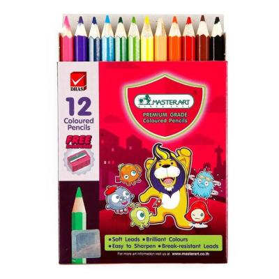 ส่งฟรี !! ** สีไม้ สีไม้ แท่งสั้น ดินสอสี แท่งสั้น (กล่อง12สี) Master art ขายยกโหล 12กล่อง จัดส่งเร็ว