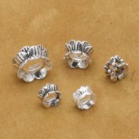 S925 Silver Jewelry Vintage 6mm Double-Sided Flower Shape Torus Cushion Spacer Beads DIY Accessories Wholesale Beads